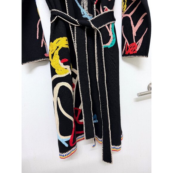 Alice + Olivia Tom Wesselmann Astrid Cardigan Sweater Black Natural Beauty L - Picture 10 of 16